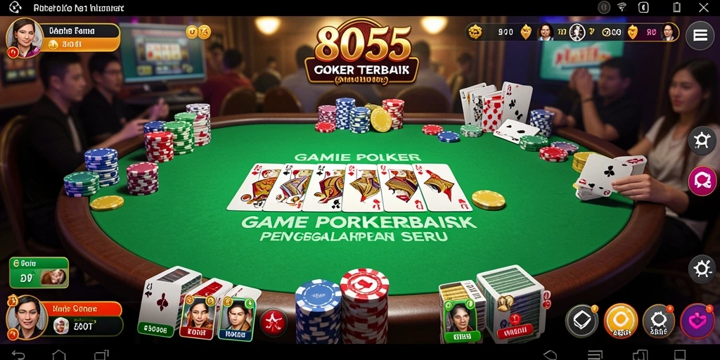 Screenshot utama 8055 menampilkan pertandingan poker yang seru.
