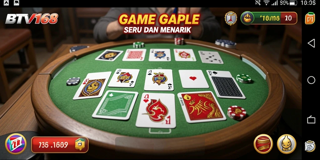Screenshot gameplay Gaple BTV168 yang penuh aksi dan keseruan.