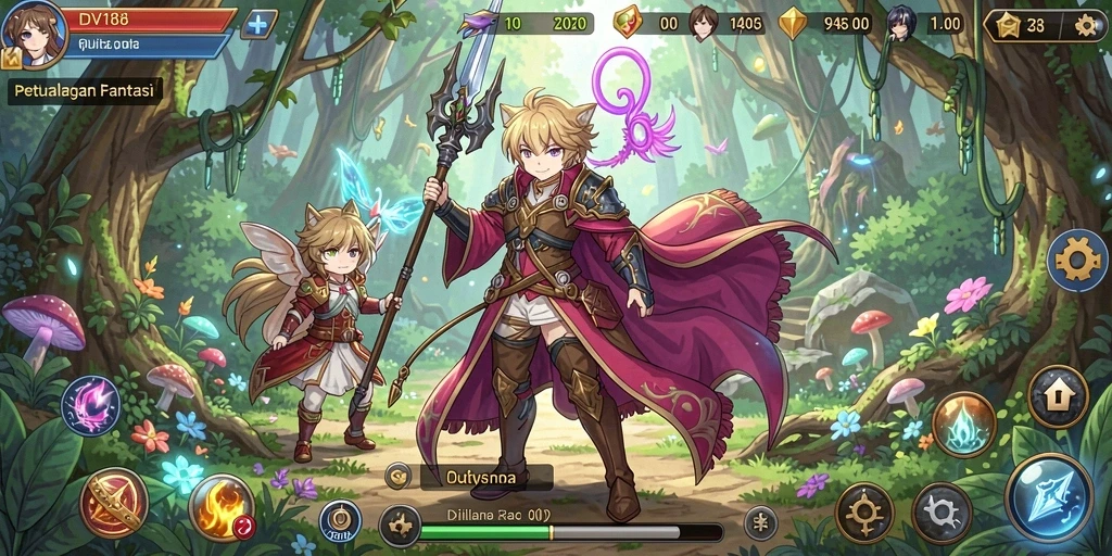 Tampilan gameplay menarik dari DV188 yang menampilkan karakter anime ikonik.