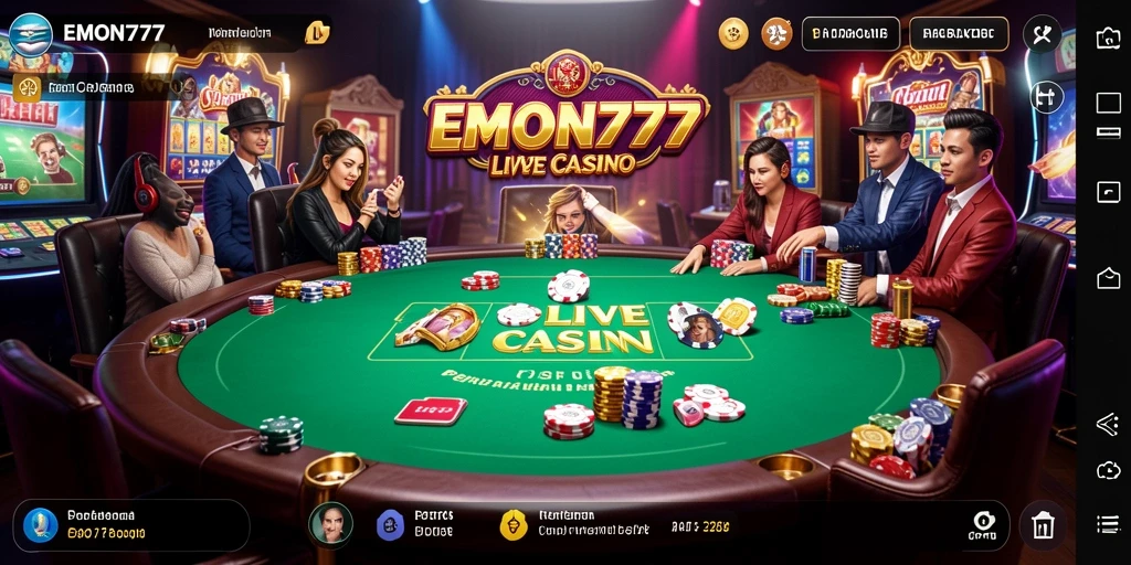 Tampilan gameplay Live Casino yang menawan di EMON777.