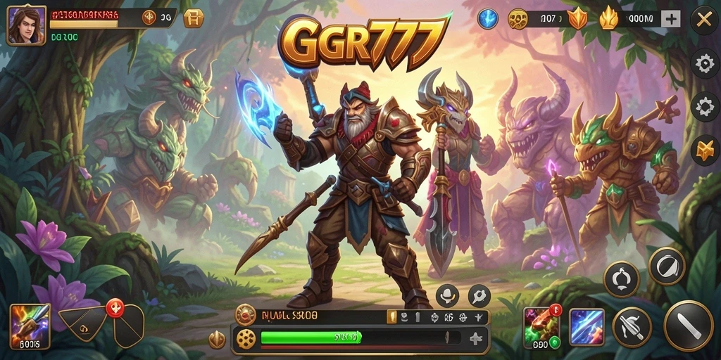 Tangkapan layar GGR777 menunjukkan pertarungan epik dalam dunia RPG.