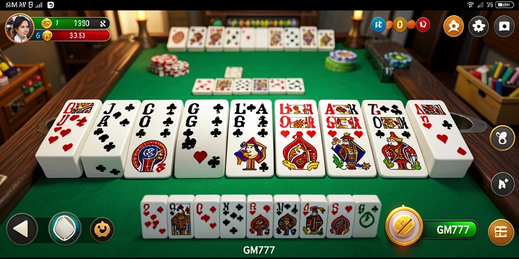 Tampilan gameplay seru dalam GM777 permainan Domino.