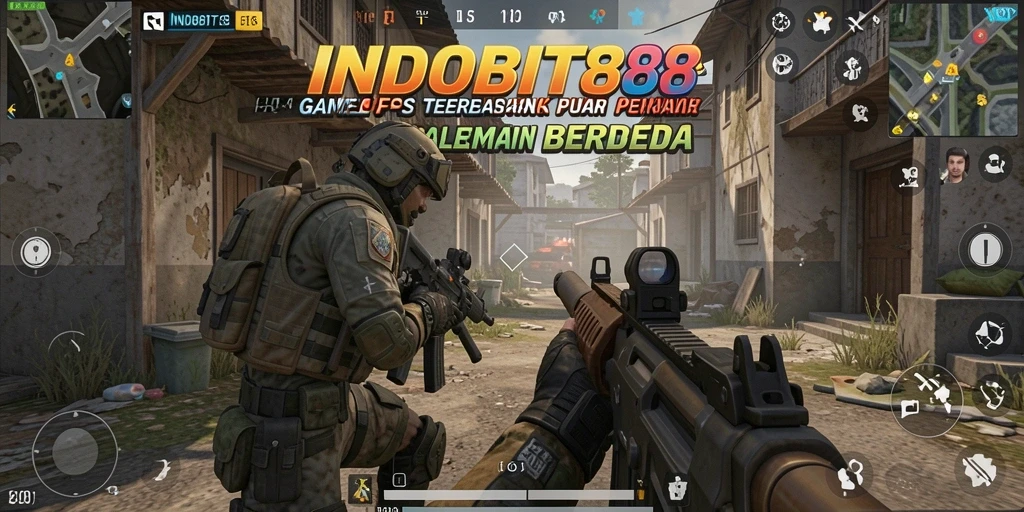 Tampilan gameplay INDOBIT88 dengan aksi tembak-tembakan yang intens.
