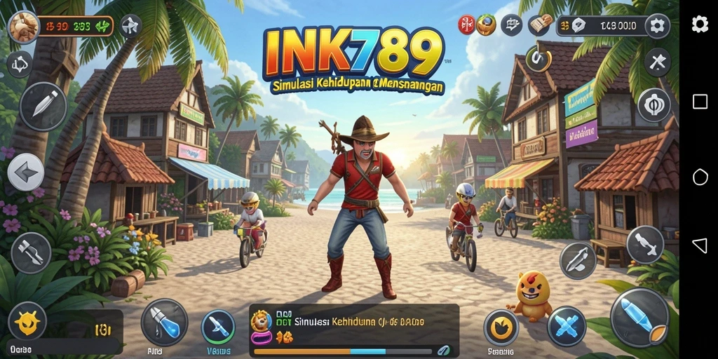 Tangkapan layar gameplay INK789 yang menampilkan interaksi karakter.