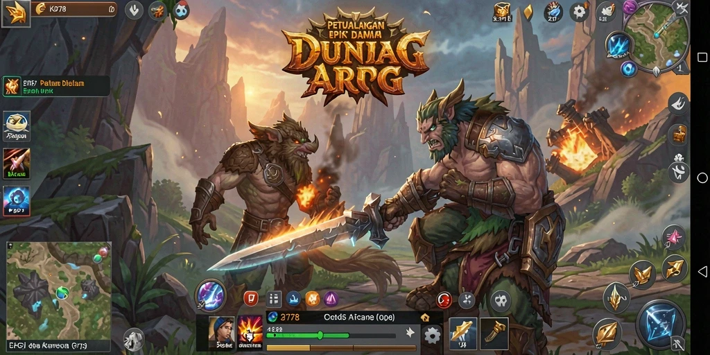 Screenshot KG778 menunjukkan pertarungan seru dalam gameplay ARPG.