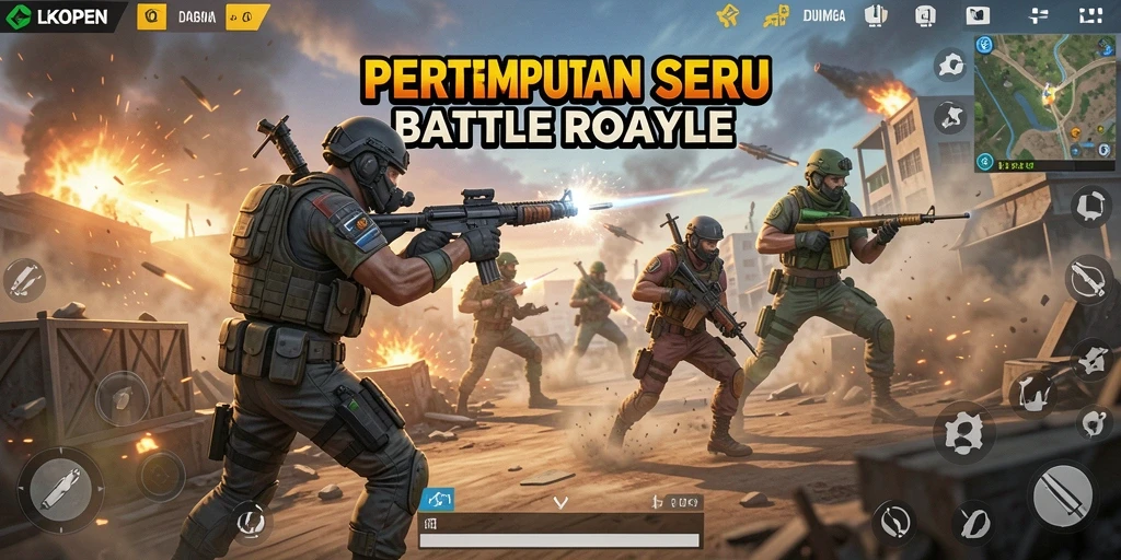 Tampilan gameplay LKOPEN yang menegangkan saat bertarung dengan pemain lain.