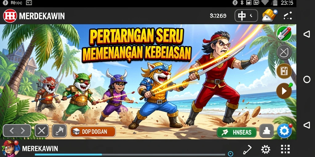 Gameplay seru dengan karakter unik dalam MERDEKAWIN.