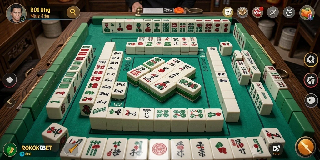 Screenshot utama ROKOKBET menampilkan gameplay Mahjong yang menarik.