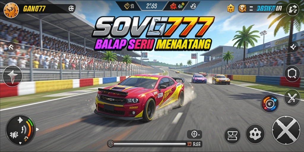 Screenshot gameplay SOV777 menampilkan balapan dengan efek visual yang menakjubkan.