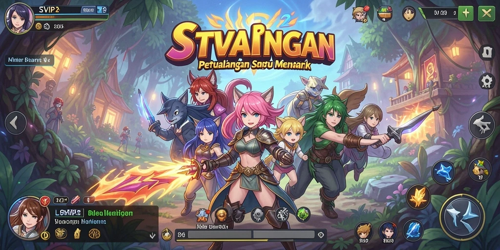 Gambar gameplay SVIP2 dengan karakter anime yang dinamis.