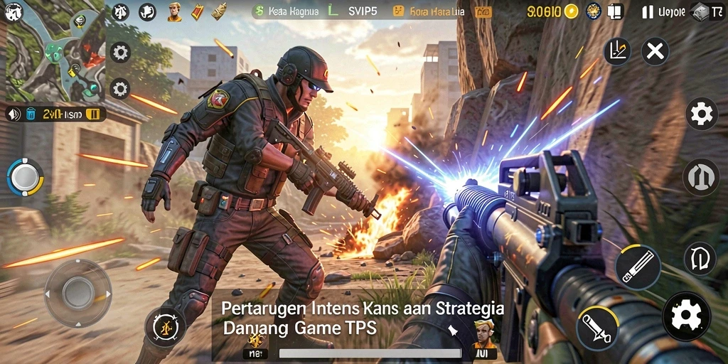 Gameplay seru SVIP5 dengan aksi tembak-tembakan intens.