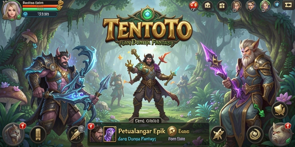 Tangkapan layar permainan TENTOTO menampilkan aksi RPG yang mendebarkan.