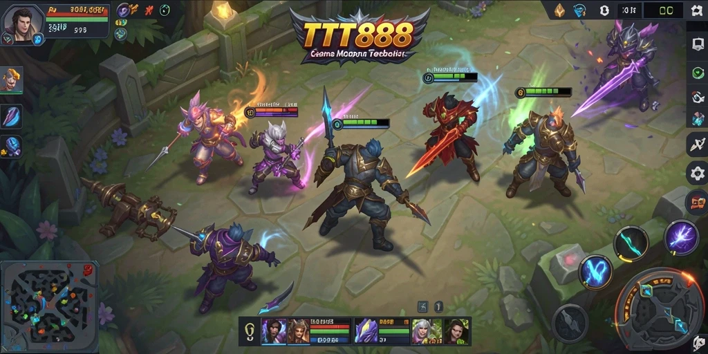 Screenshot gameplay TTT888 dengan aksi seru di arena MOBA.