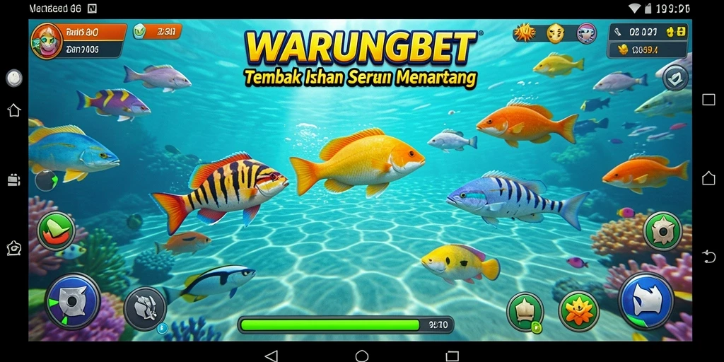 Tampilan penuh action dari gameplay Tembak Ikan WARUNGBET.