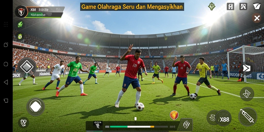 Screenshot gameplay X88 menampilkan pertandingan olahraga yang mendebarkan.